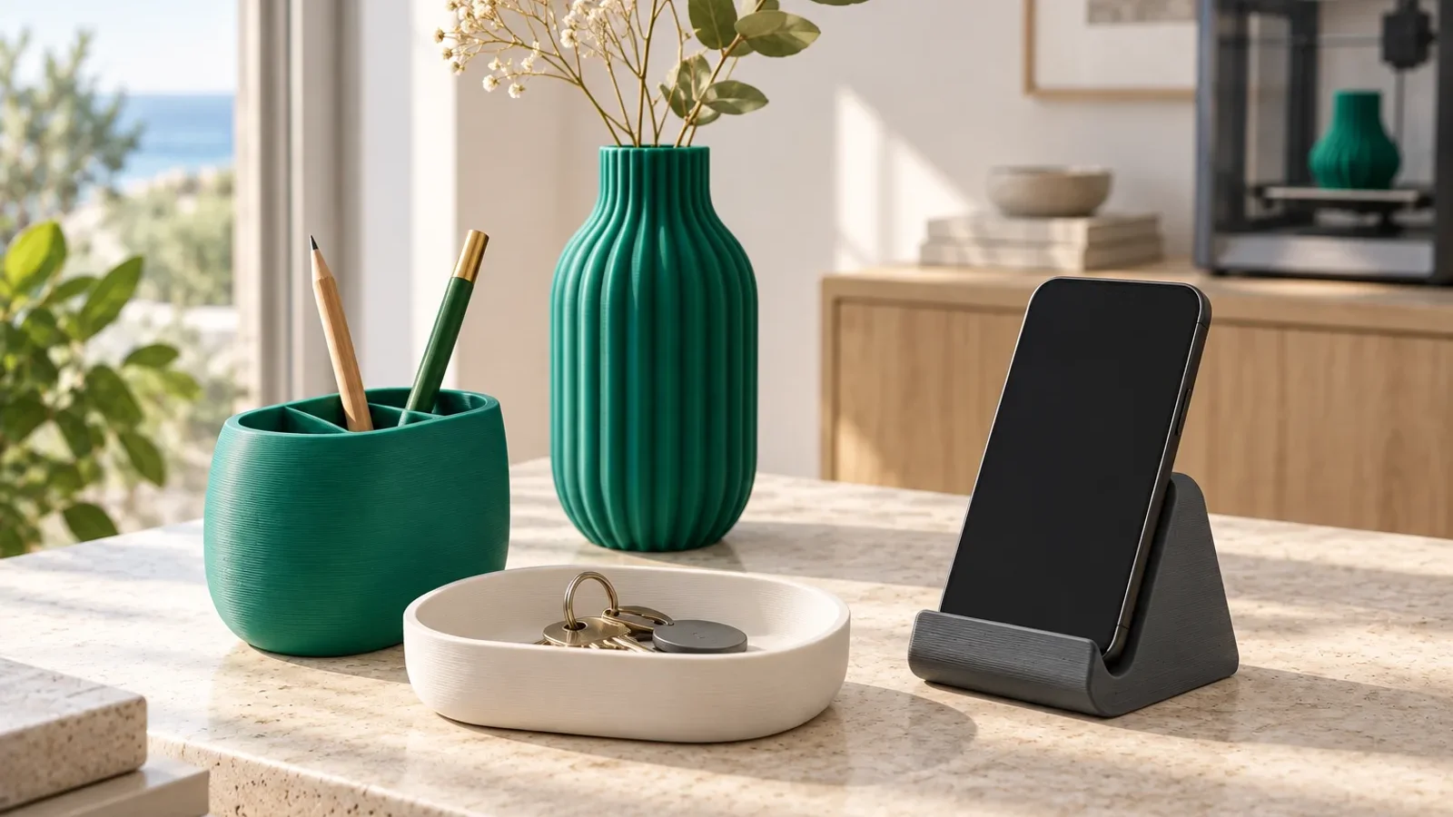 Illustration: 3D-printed storage and decorative objects