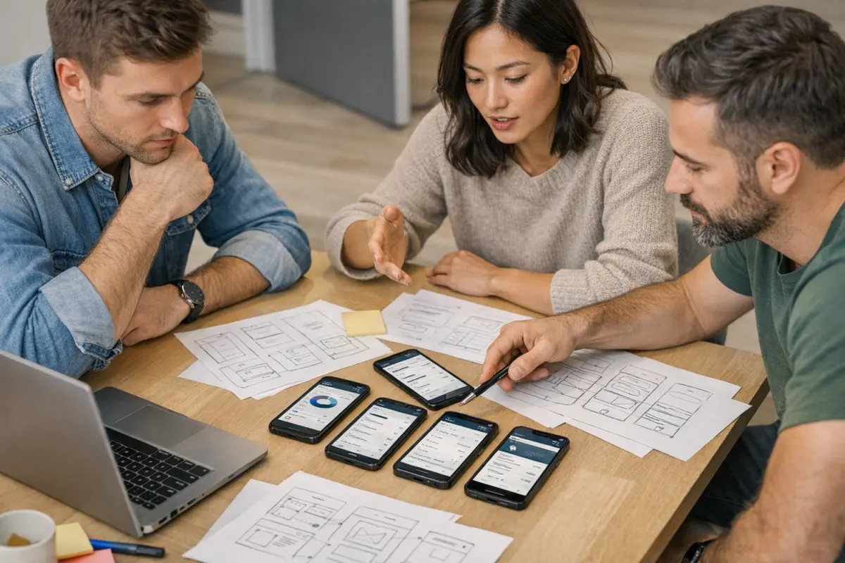 Prototype d application mobile présenté pendant un atelier produit